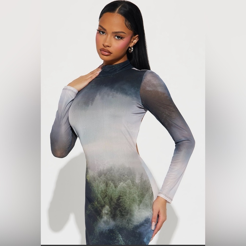 NWT Fashion Nova 3X Versailles Mesh Maxi Dress - Black/combo